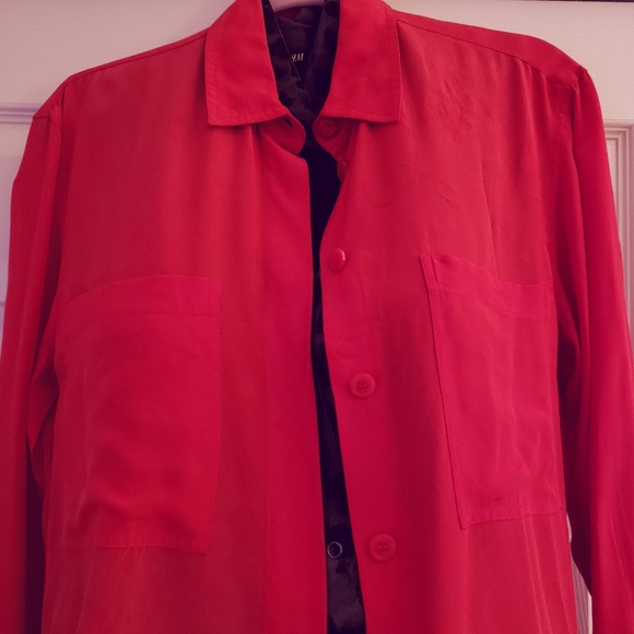 Vintage Red Silk Blouse - Picture 2 of 9